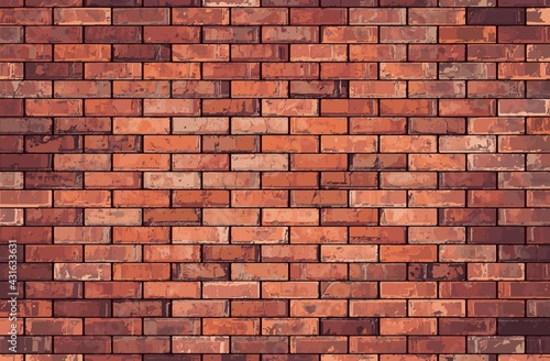 The wall is made of brickwork. Abstract vector illustration of vintage red brick masonry. A blank for creativity.