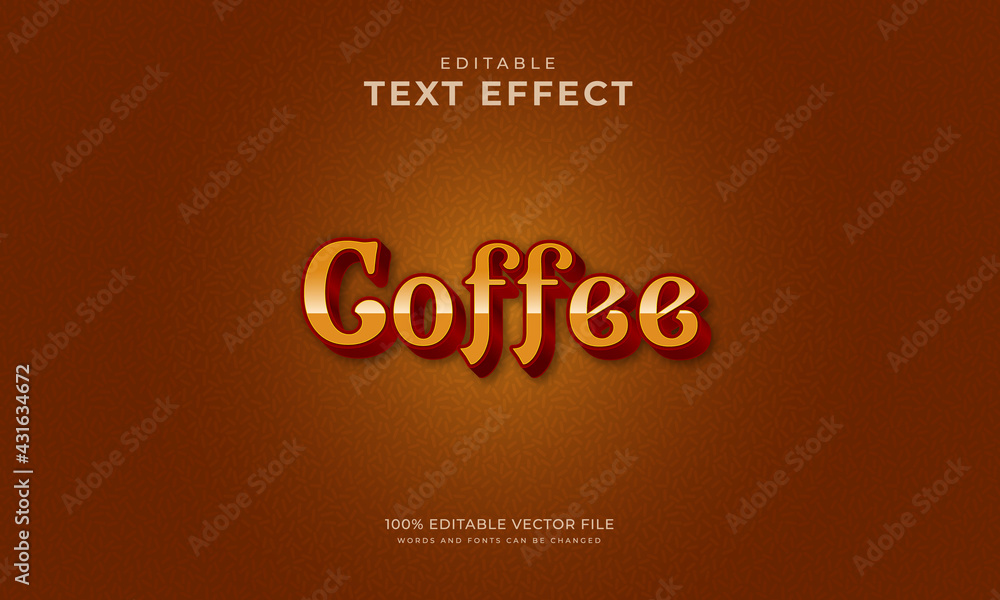 Coffee 3d editable text style effect