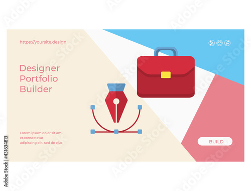 Designer portfolio builder web page or flat banner