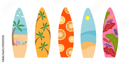 Canvas Print Colorful surfboards. Summer sports and beach recreation.