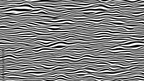 Wavy striped surface. Black and white lines with ripples effect. Vector background.