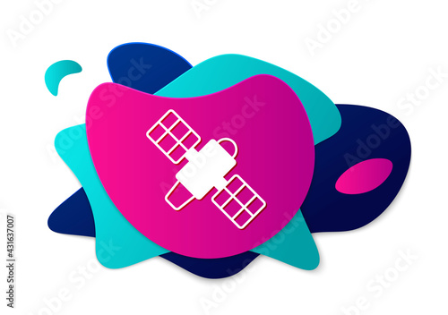 Color Satellite icon isolated on white background. Abstract banner with liquid shapes. Vector