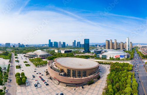 Aerial photography of city scenery of Yiwu City, Zhejiang Province, China photo