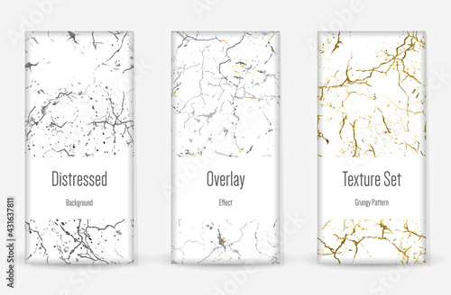 Distress Grunge Texture Set. Scratched Dirt Print.
