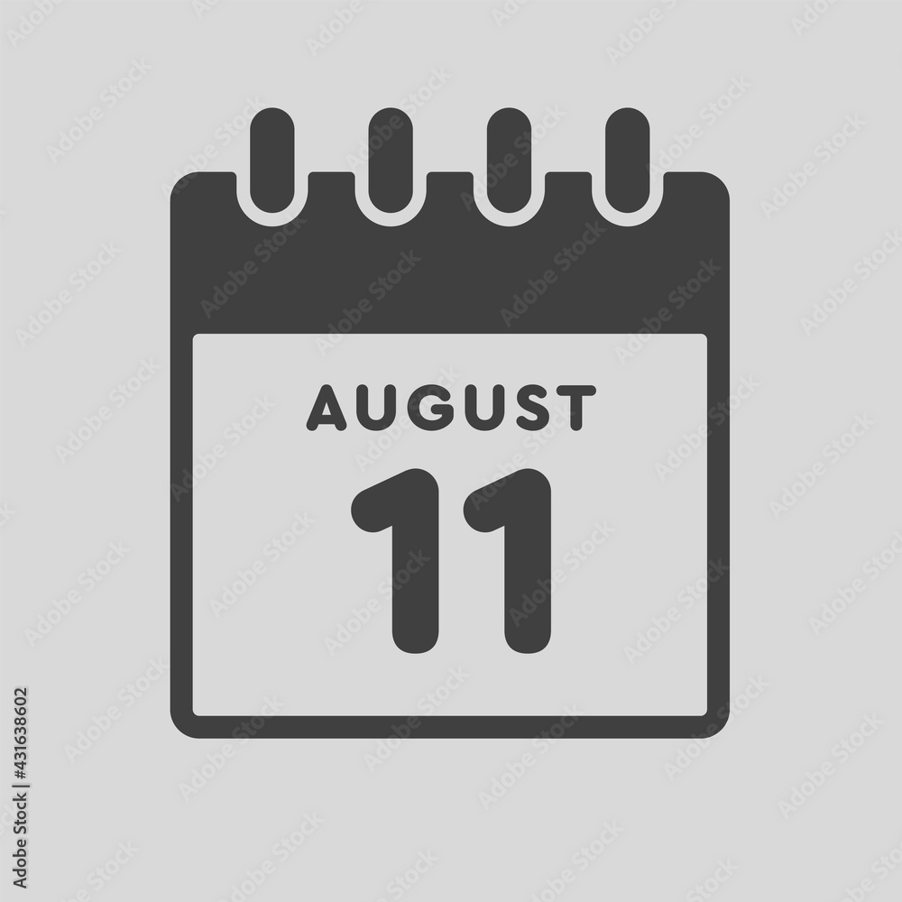 Icon day date 11 August, template calendar page Icon day date 11 August, template calendar page