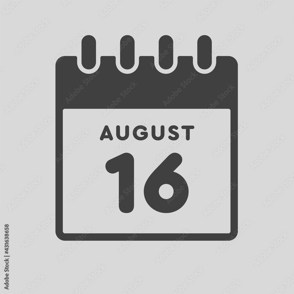 Icon day date 16 August, template calendar page Icon day date 16 August, template calendar page
