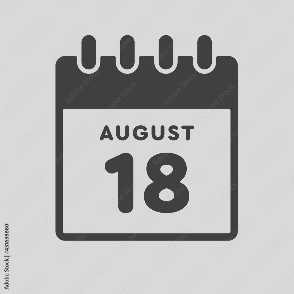 Icon day date 18 August, template calendar page Icon day date 18 August, template calendar page