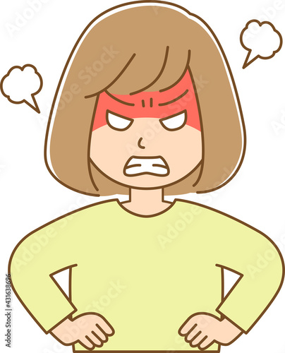 激怒している女性のイラスト