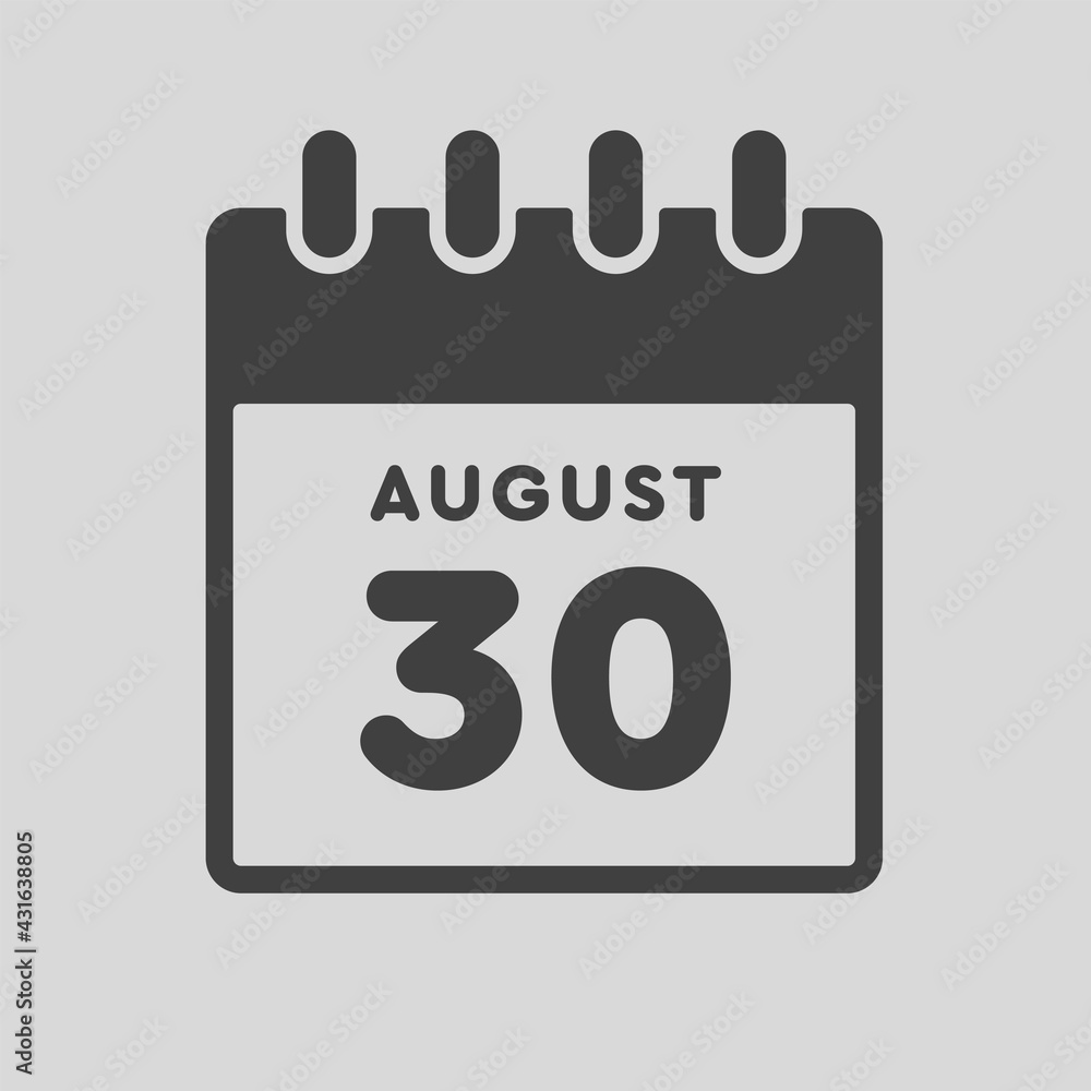 Icon day date 30 August, template calendar page Icon day date 30 August, template calendar page