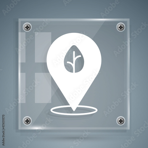 White Vegan food diet icon isolated White background. Organic, bio, eco symbol. Vegan, no meat, lactose free, healthy, fresh and nonviolent food. Square glass panels. Vector