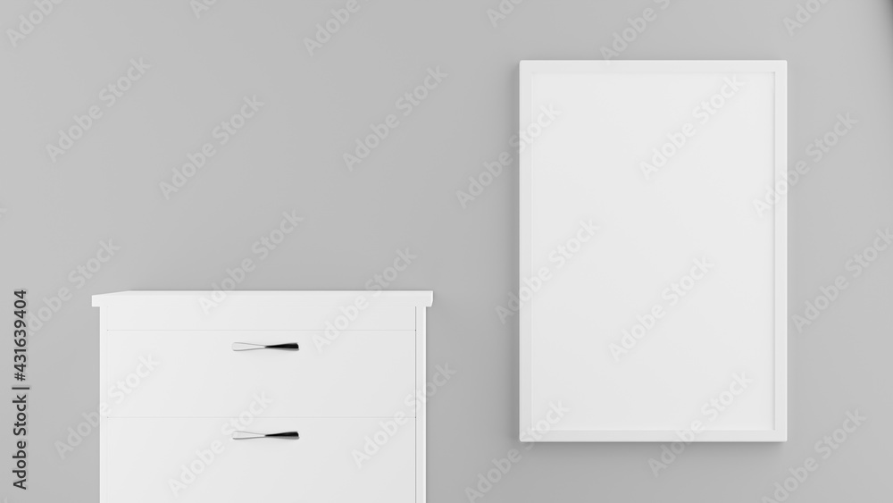 3d render of picture frame on cabinet with room concept for your mockup 3d render of picture frame on cabinet with room concept for your mockup