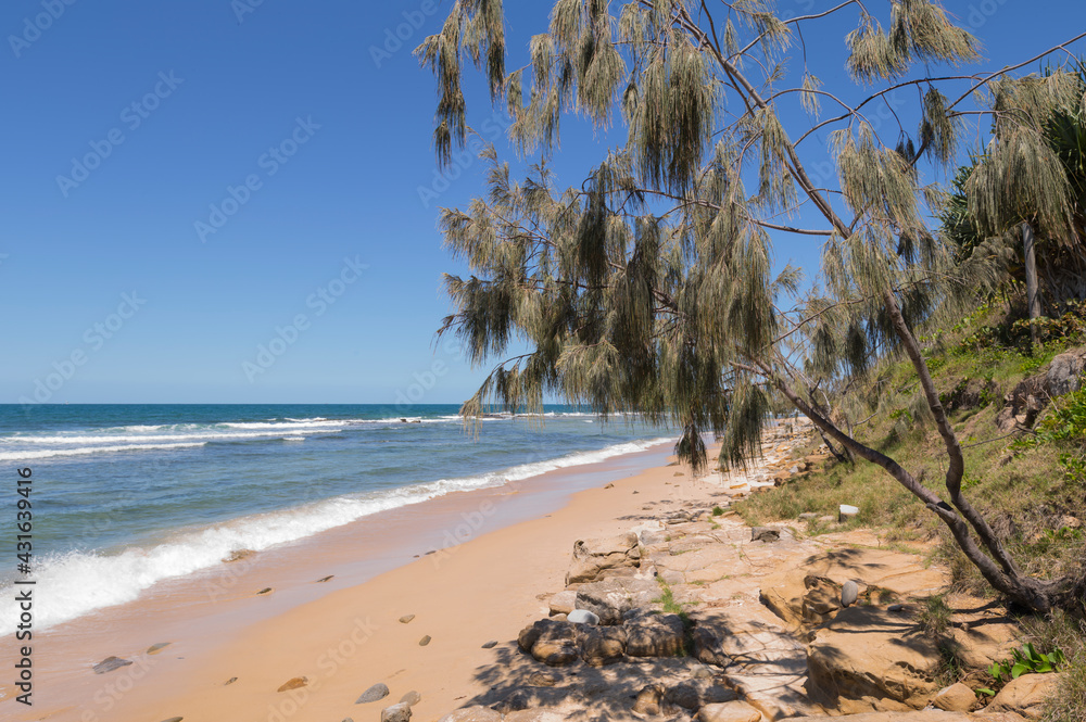 Looking along sandy coatline at Mooloolabah - Sunshine Coast Looking along sandy coatline at Mooloolabah - Sunshine Coast