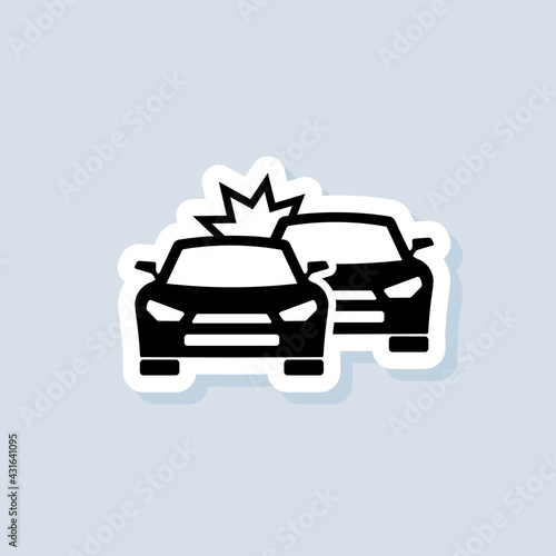 Car crash sticker, logo, icon. Vector. Accident automobile logo. Car crash icons. Vector on isolated background. EPS 10