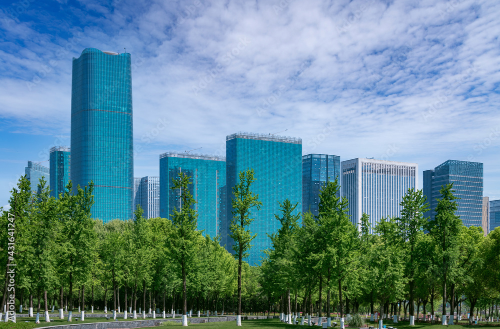 Obraz premium CBD landscape of Yiwu City, Zhejiang Province, China
