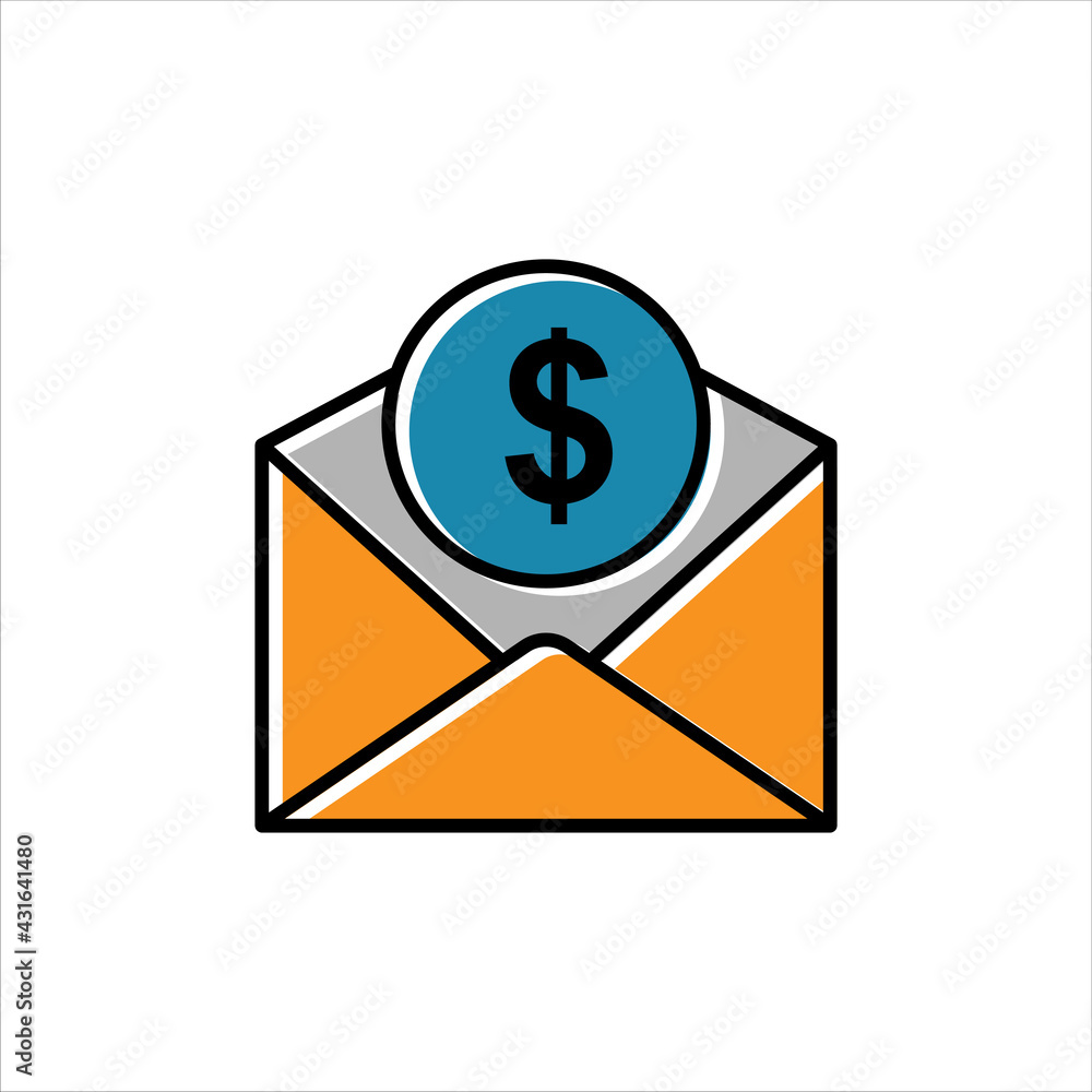 open envelope lineal color icon with dollar. charity symbol, donation, humanity. Editable stroke. Design template vector open envelope lineal color icon with dollar. charity symbol, donation, humanity. Editable stroke. Design template vector