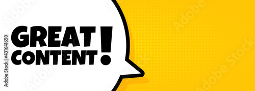Speech bubble banner with greate content. Pop art retro comic style. For business, marketing and advertising. Vector on isolated background. EPS 10
