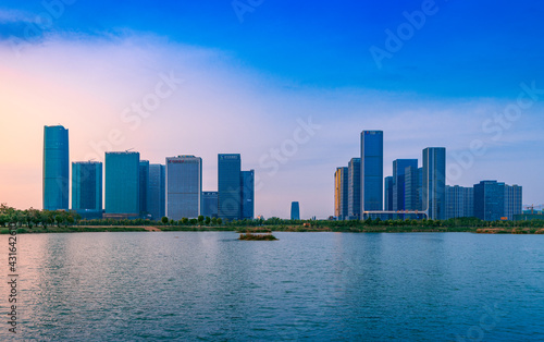 CBD landscape of Yiwu City, Zhejiang Province, China