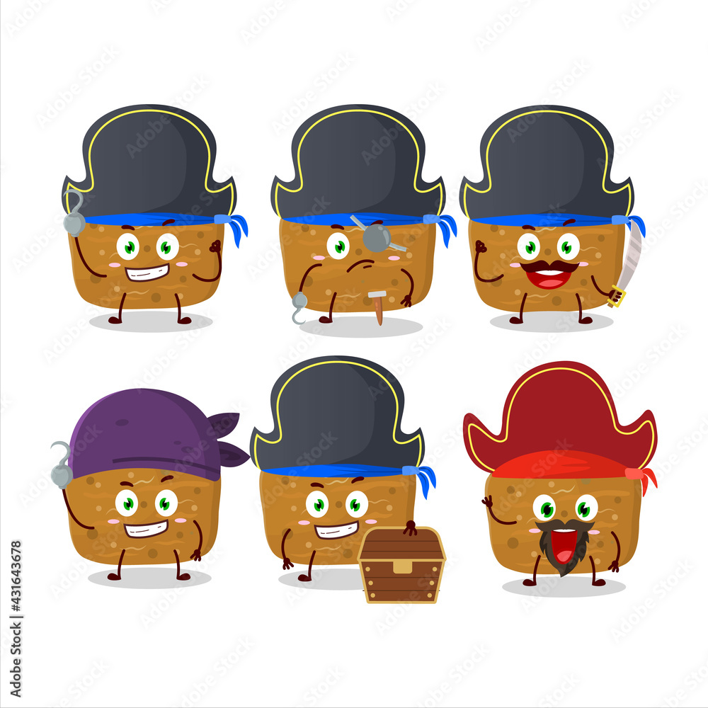Cartoon character of inarizushi with various pirates emoticons Cartoon character of inarizushi with various pirates emoticons