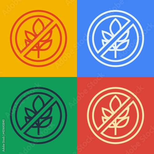 Pop art line Gluten free grain icon isolated Pop art line background. No wheat sign. Food intolerance symbols. Vector
