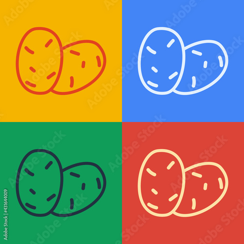 Pop art line Potato icon isolated Pop art line background. Vector