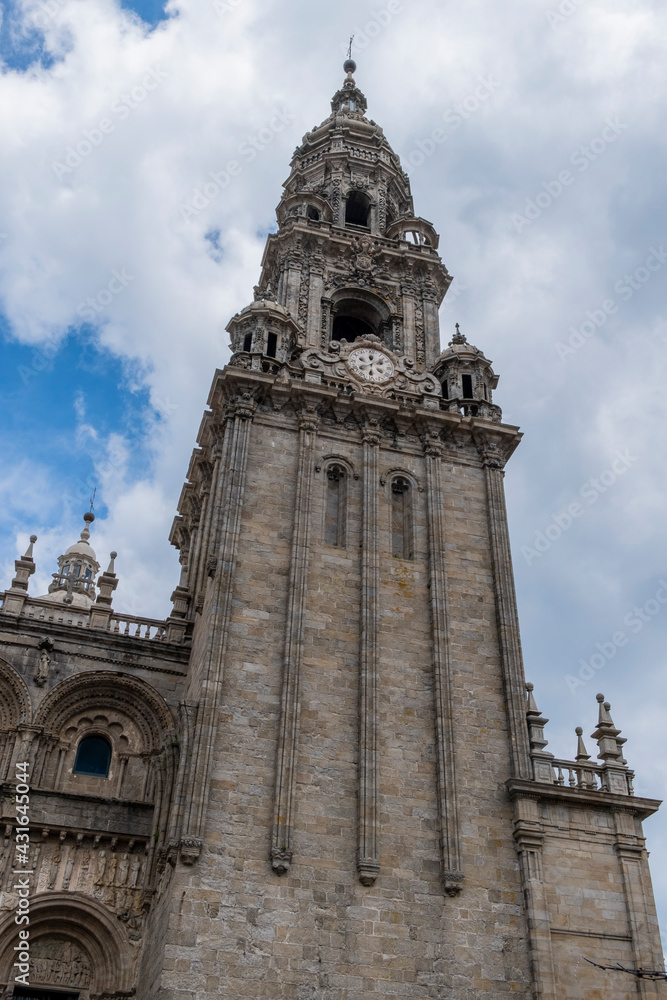 Berenguela tower. Clock tower of the cathedral of Santiago de Compostela. Galicia.