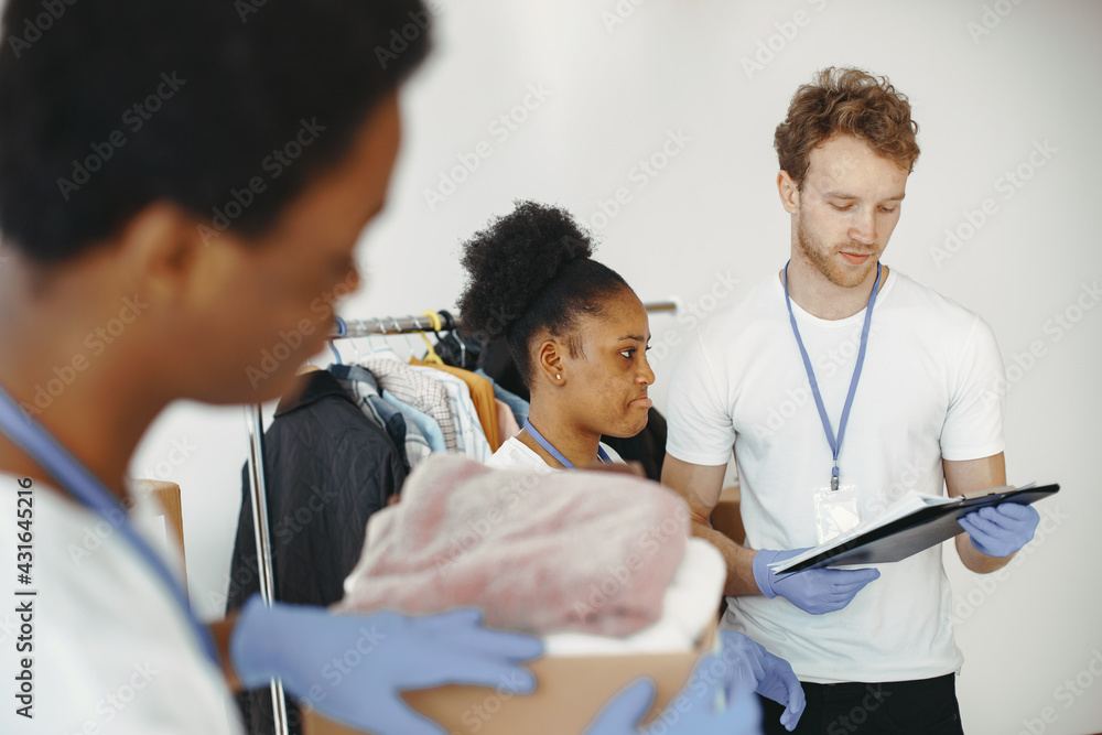 African girl with caucasian guy comparing job African girl with caucasian guy comparing job