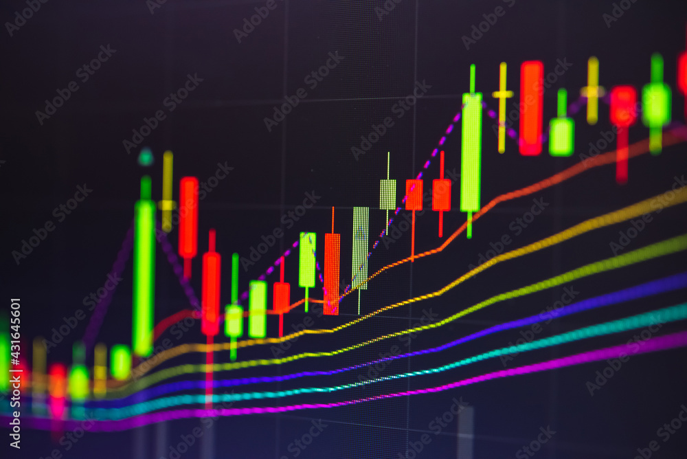 Fototapeta premium Financial accounting of profit summary graphs analysis. The business plan at the meeting and analyze financial numbers to view the performance of the company in stock market exchange.