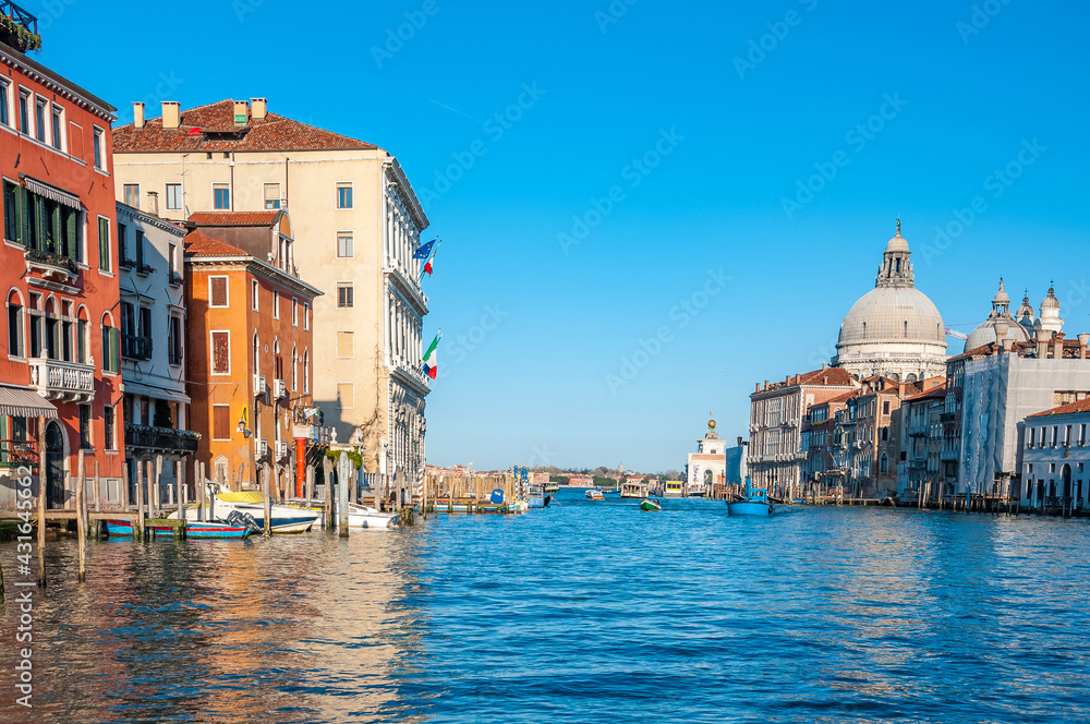 Grand canal and Basilica Santa Maria della Salute, Venice, Italy.