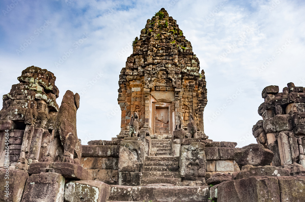 Ancient buddhist khmer temple in Angkor Wat, Cambodia. Bakong Prasat