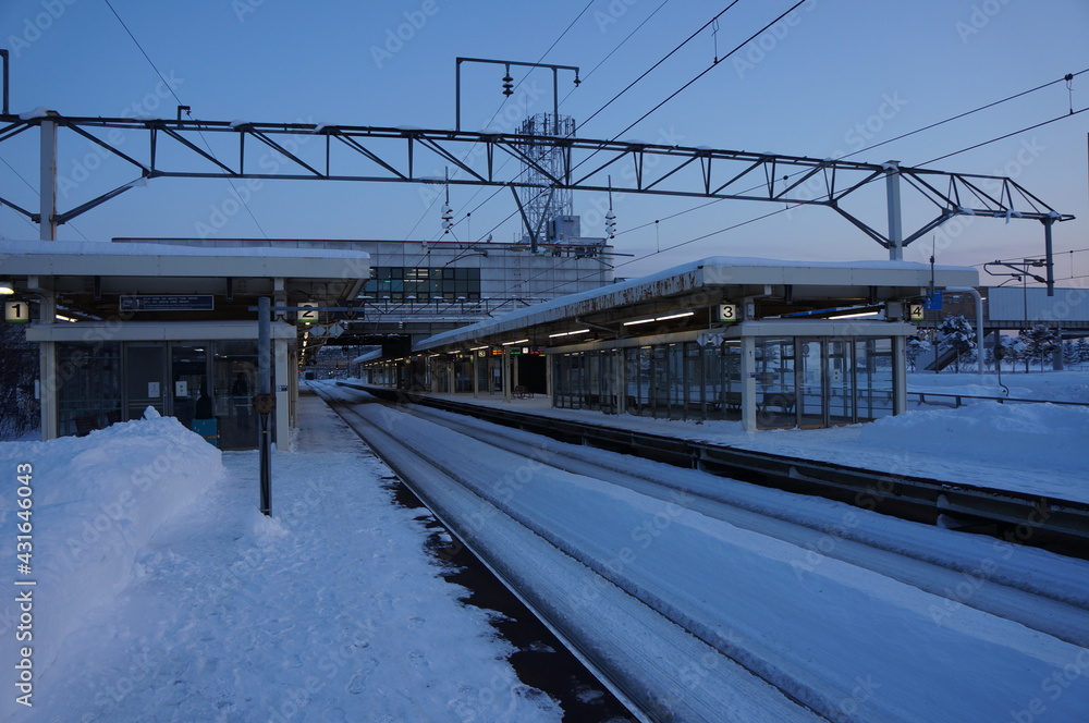 station, japan, snow