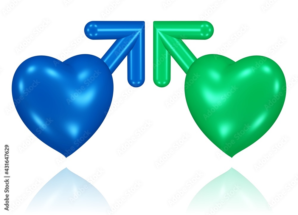 gleichgeschlechtliche Liebe zwei Herzen als Symbole für Männlichkeit