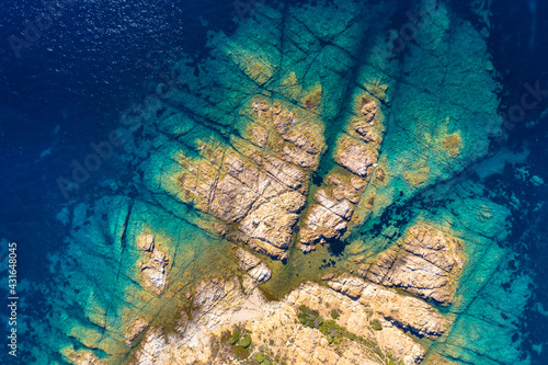 Top down view of Corsican rocky coast © creativenature.nl