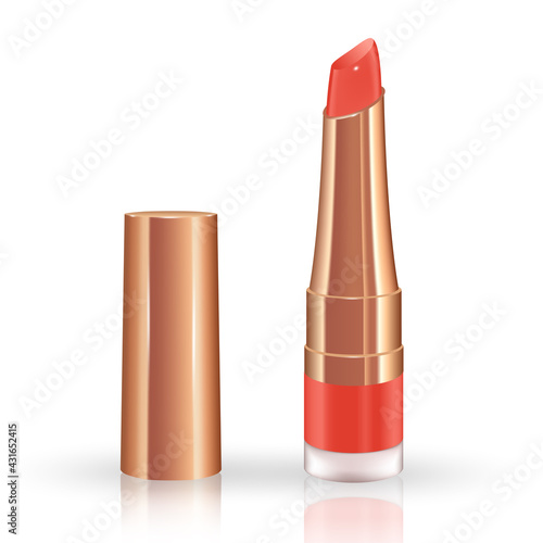 Make-up set for lips with realistic liquid lipstick container.