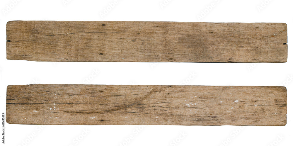 Obraz premium old wooden sign board background. plank wood isolated for design art work or add text message.