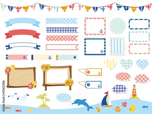 かわいい夏の素材・フレームセット