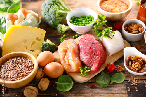 protein food sources- meat, cheese, vegetable