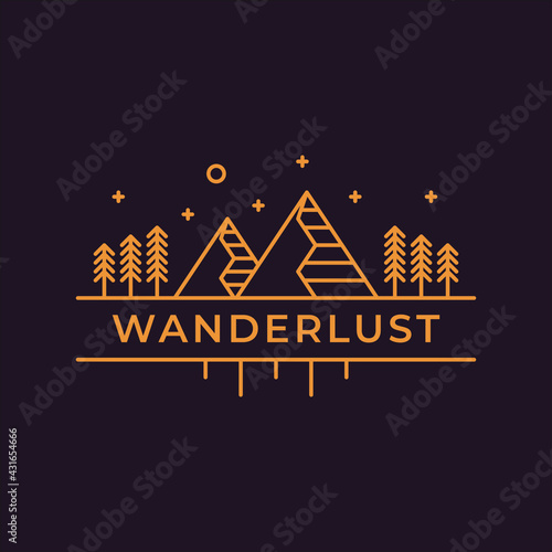 Nature view logo with mountains and trees