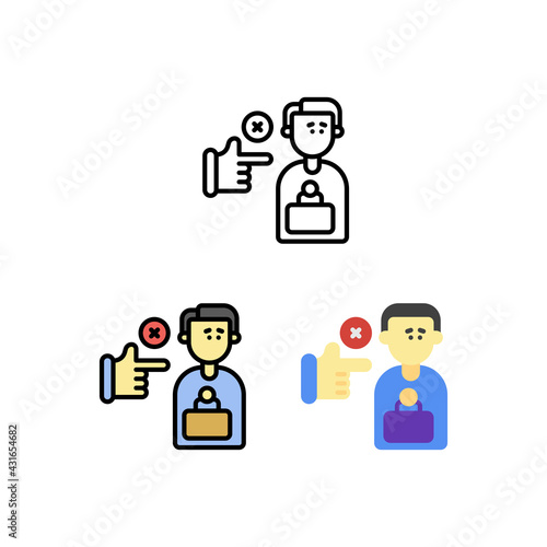 Problem job get fired and overworked Icon, Logo, and illustration