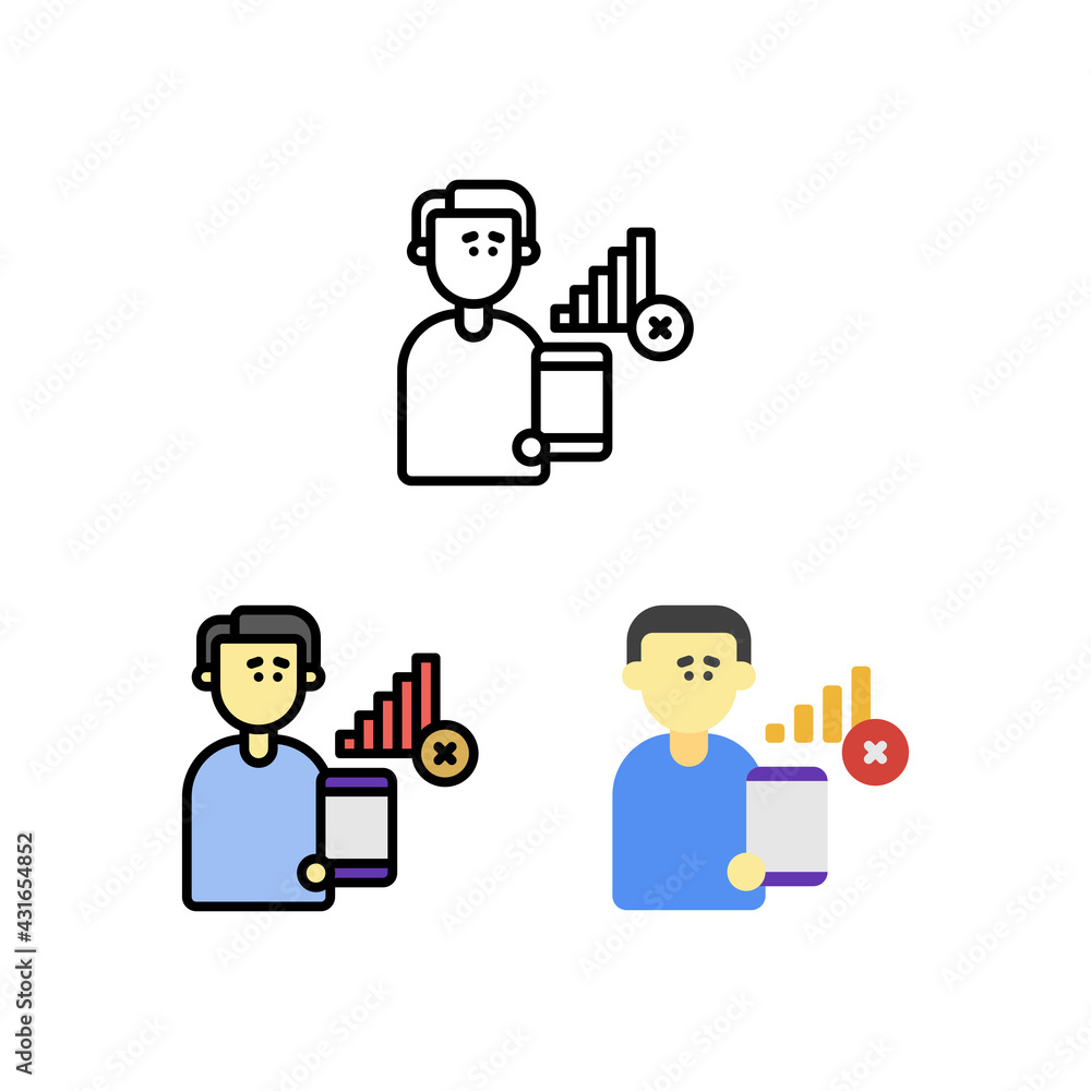 Problem no signal bar on cellular phone smartphone Icon, Logo, and illustration Problem no signal bar on cellular phone smartphone Icon, Logo, and illustration