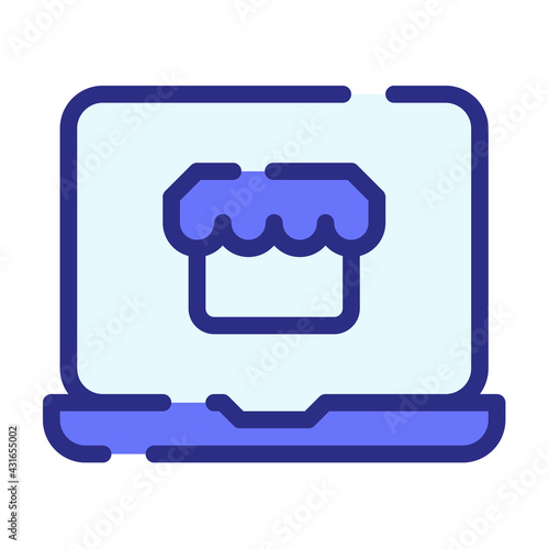 online shop merchant marketplace single isolated icon with dash or dashed line style