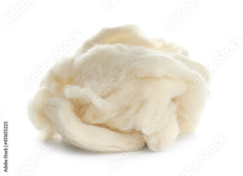 Heap of soft wool isolated on white photo