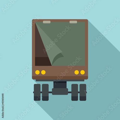 Illegal immigrants truck icon, flat style