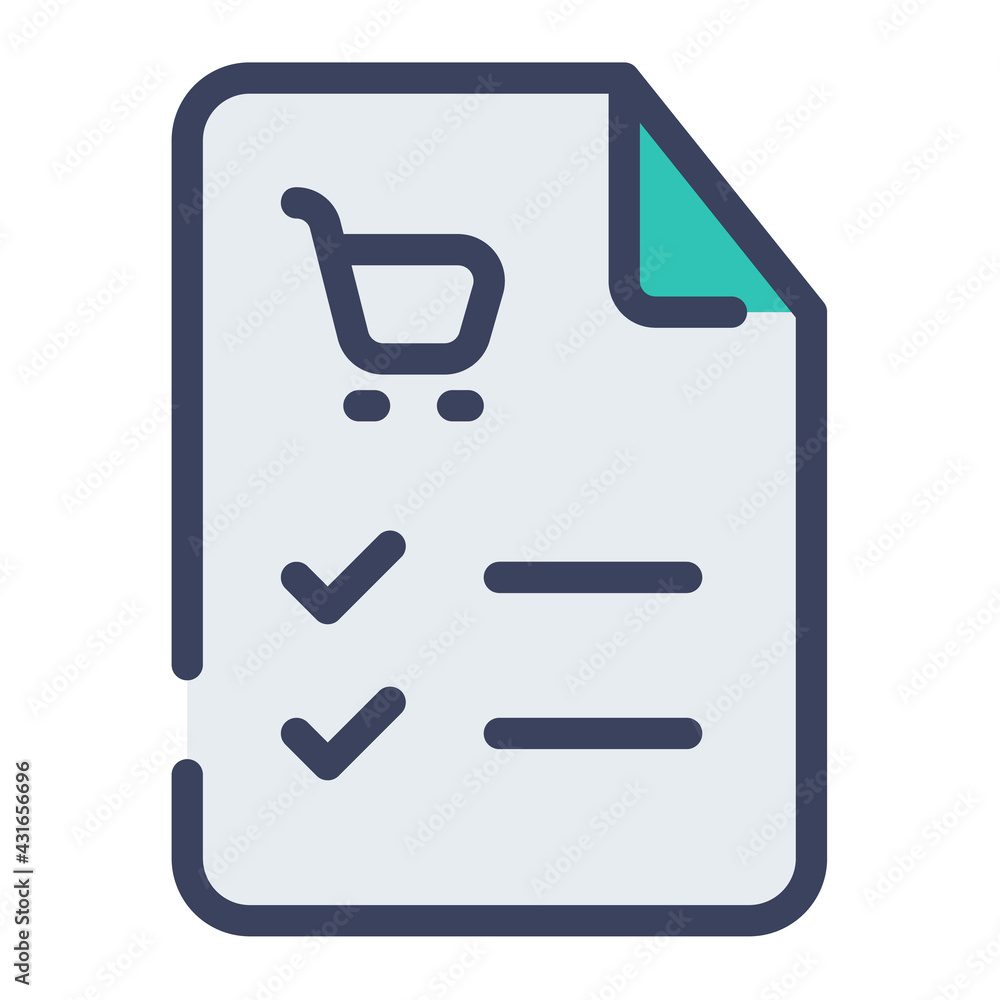 shopping list order checked single isolated icon with flat dash or dashed style shopping list order checked single isolated icon with flat dash or dashed style