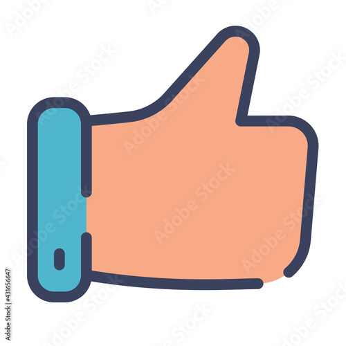 like review good hand single isolated icon with flat dash or dashed style