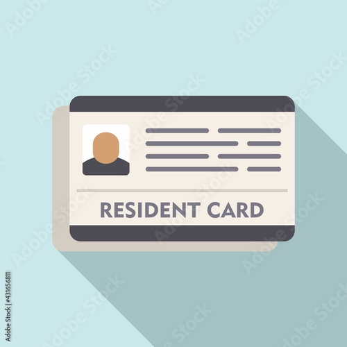 Resident card icon, flat style