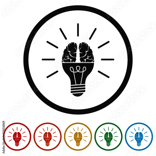 Brain idea ring icon color set