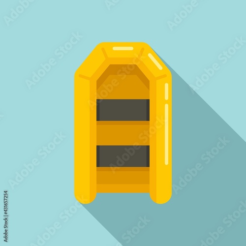 Illegal rubber boat icon, flat style