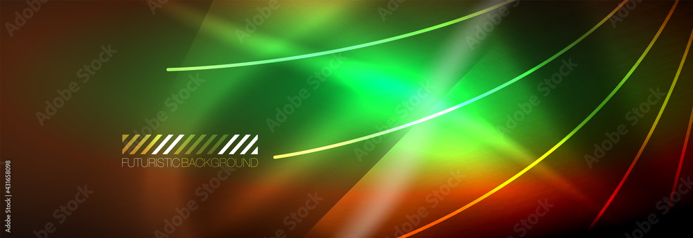 Naklejka premium Neon dynamic beams vector abstract wallpaper background. Wallpaper background, design templates for business or technology presentations, internet posters or web brochure covers