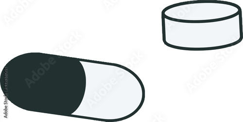 Black and white medicine illustration