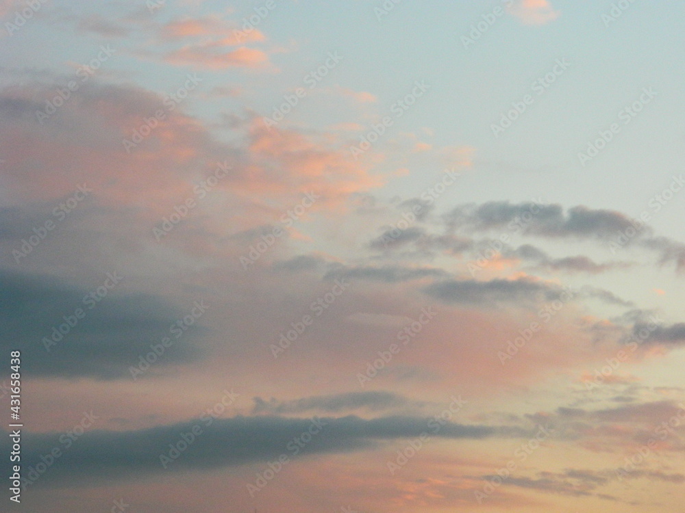 the sky in pink-blue shades in the late evening